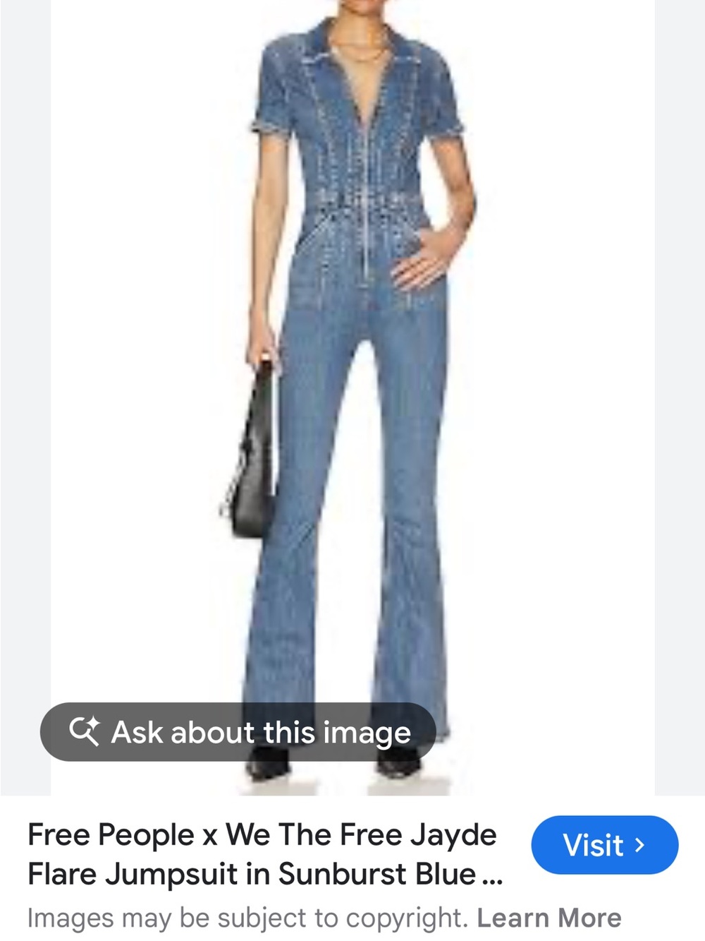 Free People Jayde Flare Denim Flare Jumpsuit - Blue